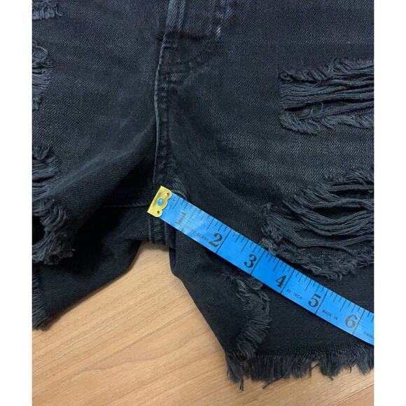 Free People We The Free Jeans Shorts Size 28 Raw Hem Button Fly Boho Black - Picture 7 of 12
